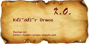 Kádár Ormos névjegykártya